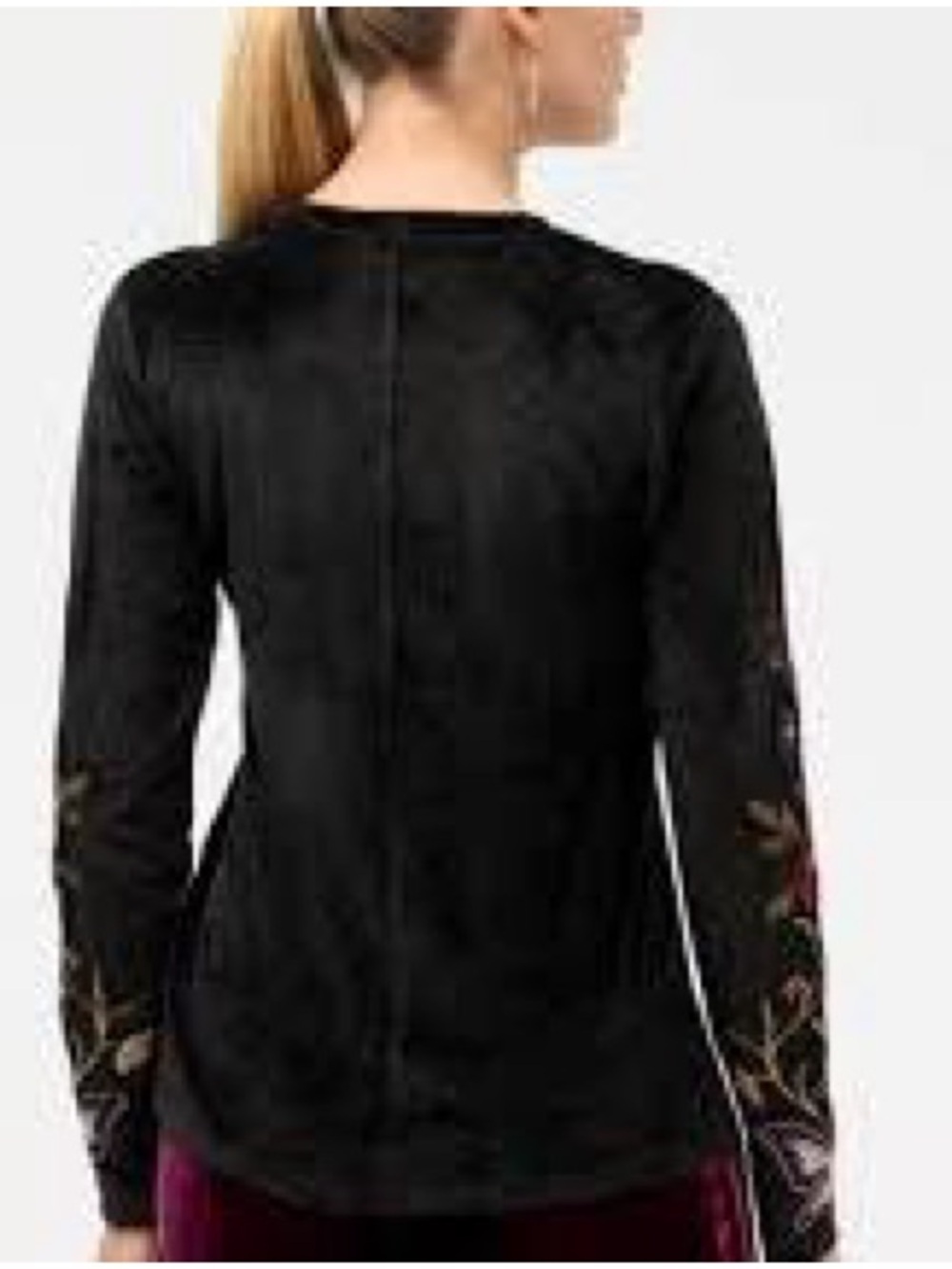 JOHNNY WAS bounce velour long sleeve top embroidered whimsigoth boho size M - Picture 3 of 14
